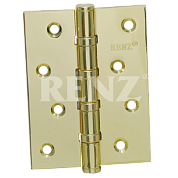 Картинка Петля врезная стальная RENZ 100- 4BB FH PB 4 подшипника плоский колпачок латунь блестящая
